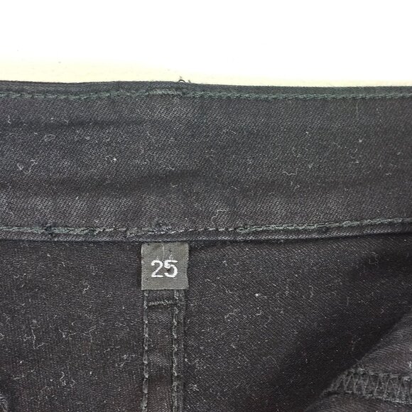 Womens 25 Black Distressed Denim Short Shorts Summer Whimsigoth Festival Rocker - Picture 9 of 11